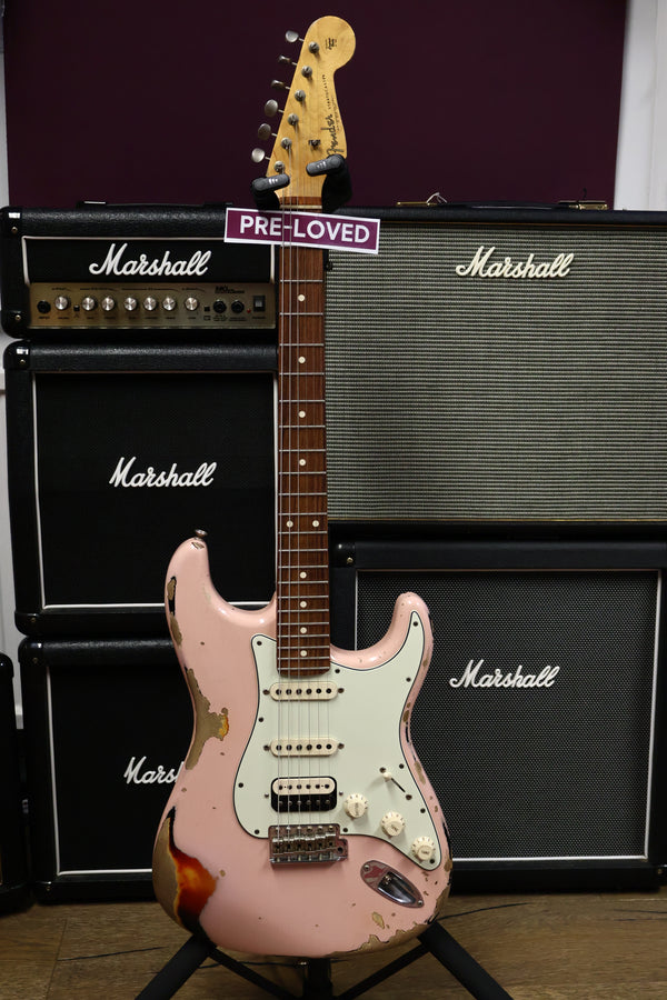 Pre-Loved Fender Custom Shop 1961 Strat Heavy Relic Shell Pink Over 3 Tone Sunburst RW Master Builder Designed by Dale Wilson #R102001