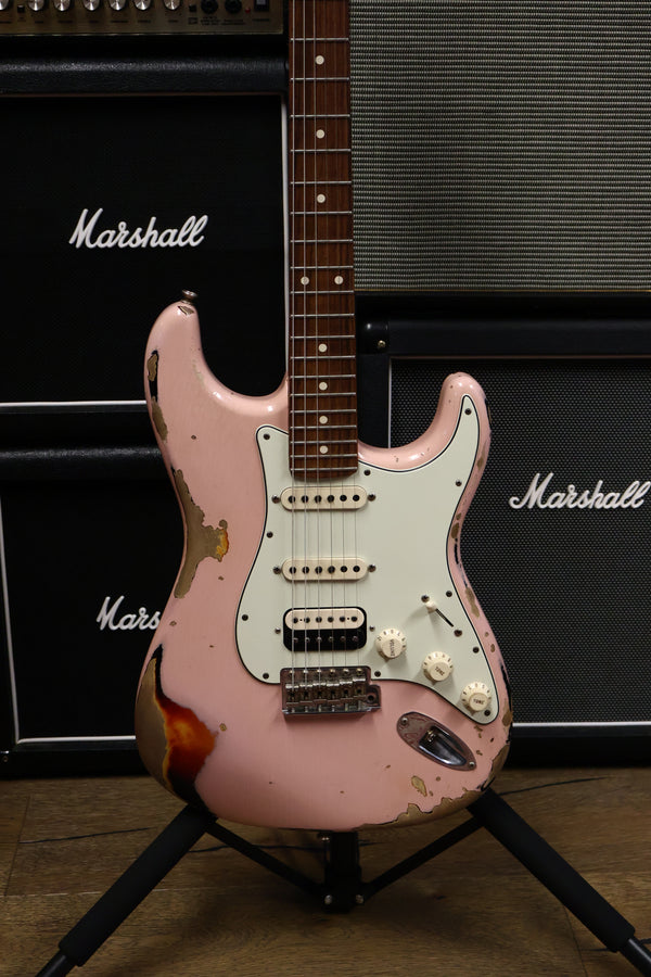 Pre-Loved Fender Custom Shop 1961 Strat Heavy Relic Shell Pink Over 3 Tone Sunburst RW Master Builder Designed by Dale Wilson #R102001