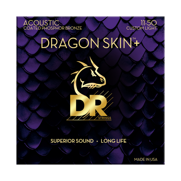 DR Strings Dragon Skin+ Phosphor Bronze Acoustic Guitar Custom Light
