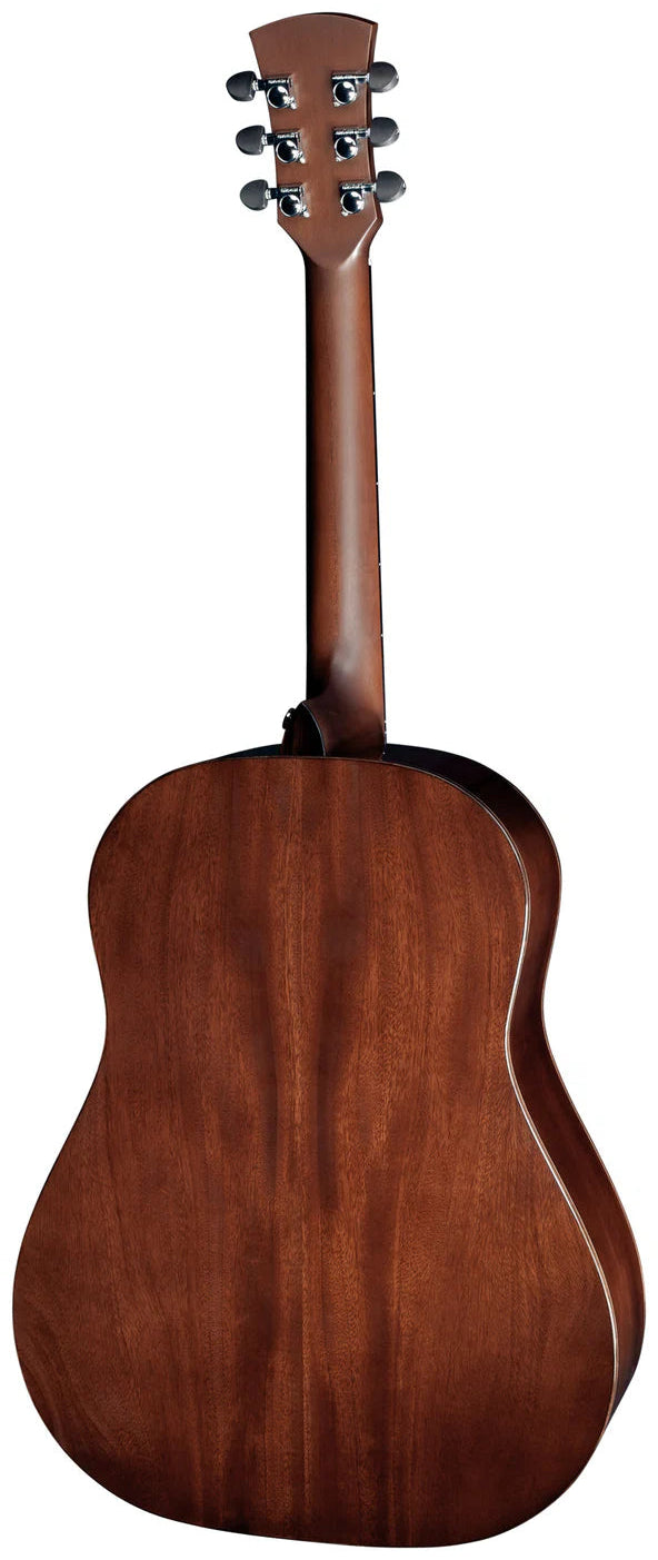 Acoustic guitar with a wooden body on a white background