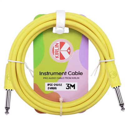 KIRLIN PASTELPOP GUITAR CABLE 10FT LEMON ESSENCE
